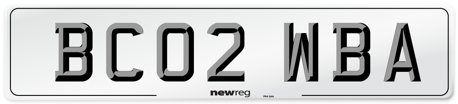 BC02 WBA Number Plate from New Reg